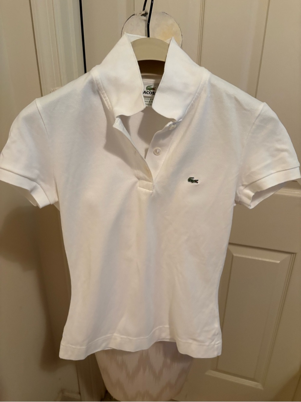 Lacoste women's Classic White Pique Polo Shirt new 34